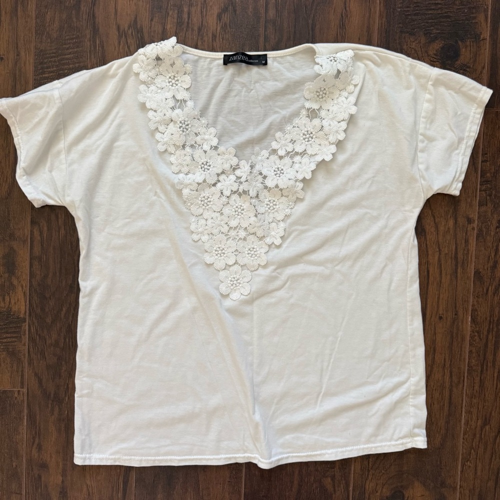Zanzea Collection Medium White Lace Tee